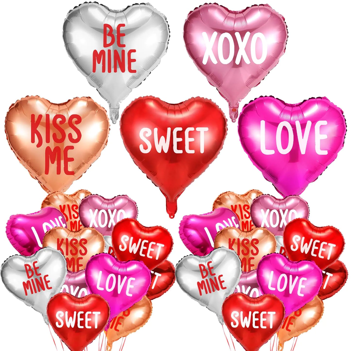 30 Pcs Valentine's Heart Foil Balloons 18 Inch