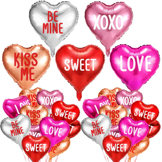 30 Pcs Valentine's Heart Foil Balloons 18 Inch