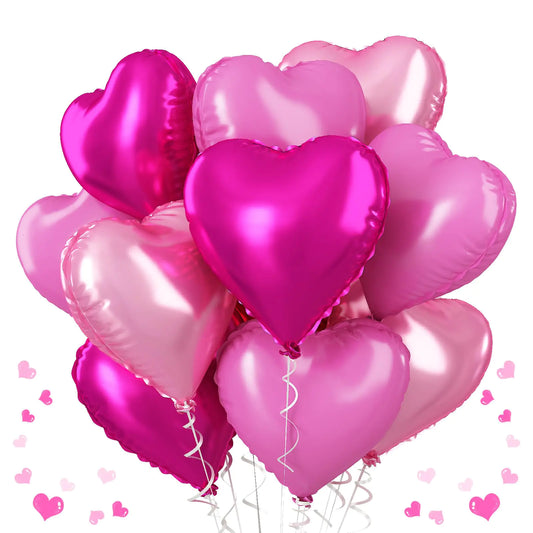 Romantic Pink Heart Balloon Set 12pcs