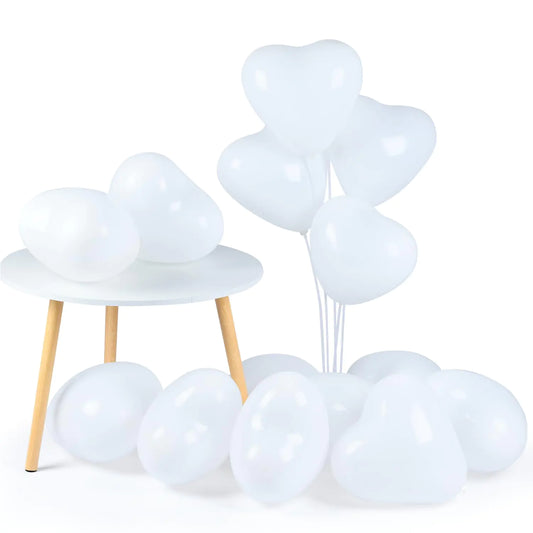 Eternal Love 100 White Heart Balloons - Perfect 10" Decor